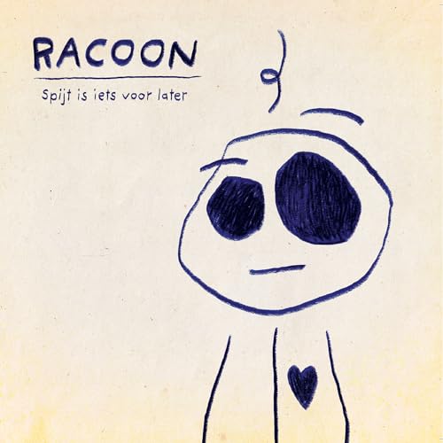 Blue line drawing of a face with large eyes and a heart.