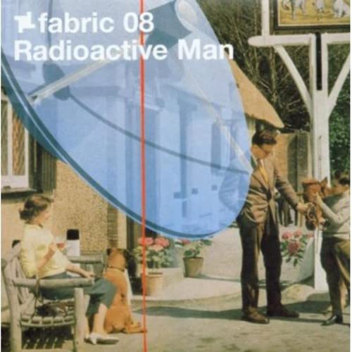 CD cover: blue abstract shape over a vintage scene with people and dogs.