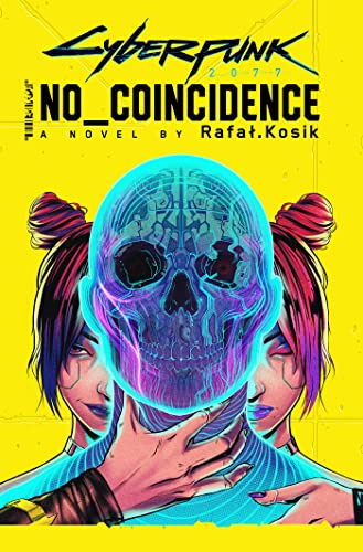 Book cover showing a glowing blue skull over a person with pink hair.