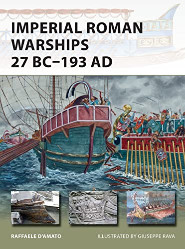 Book cover depicting a detailed illustration of ancient Roman warships at sea.