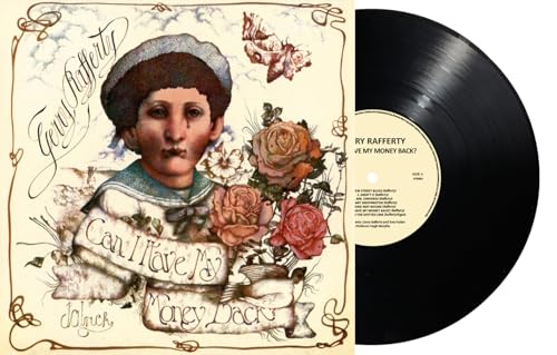 Rafferty album cover with a portrait and flowers, next to a vinyl record.