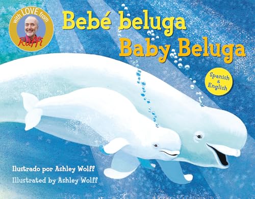 Book cover featuring a white beluga whale and its calf, bilingual edition.
