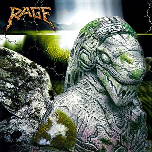 Album cover featuring a mossy stone gargoyle statue against a dark, glowing green background.