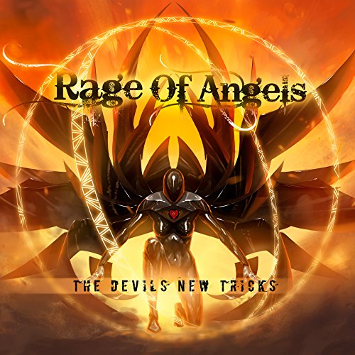 CD cover: winged figure with glowing red heart, fiery orange background.