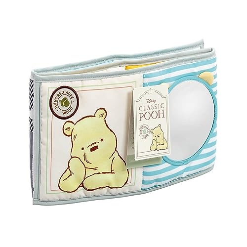 Foldable baby book with Winnie the Pooh illustration and mirror.