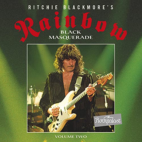 Rainbow album cover featuring Ritchie Blackmore playing a white electric guitar.