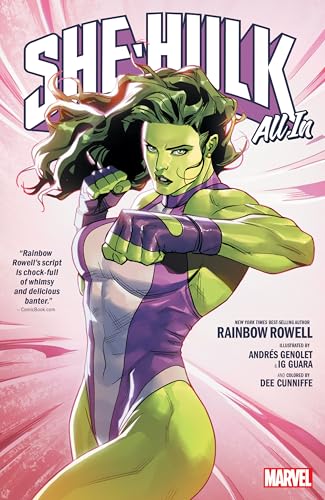 She-Hulk comic book cover featuring a green-skinned superheroine in a purple suit.