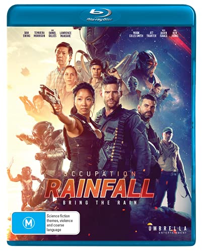 "Blu-ray case with 'Rainfall' cover art, featuring characters in a sci-fi setting."