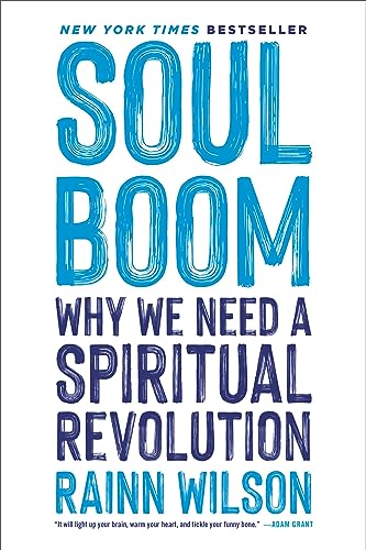 Book cover for Soul Boom by Rainn Wilson with blue and purple hand-drawn text.
