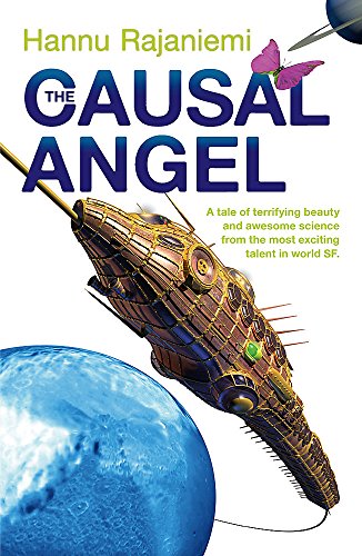 Book cover featuring a metallic spaceship, a blue planet, and a purple butterfly.