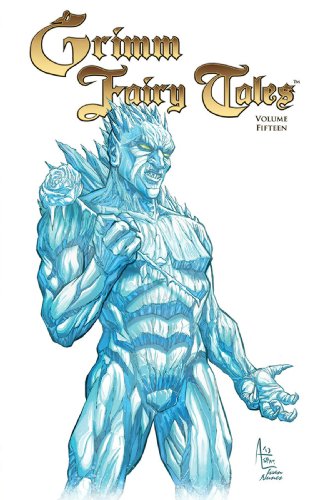Comic book cover: muscular ice creature holding a red rose.