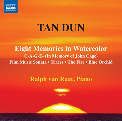 CD cover for Tan Dun’s music performed by Ralph van Raat, sunset scene.