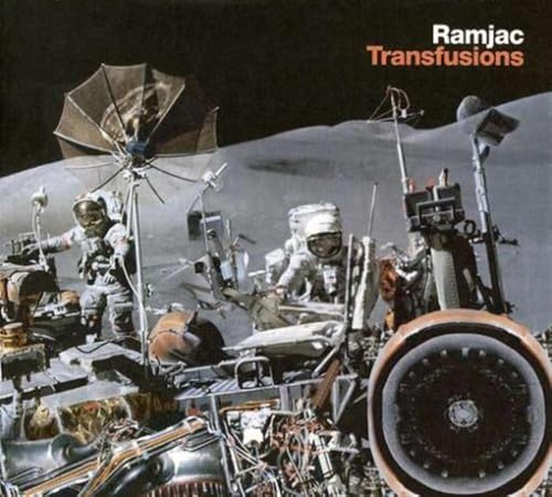 CD cover for Ramjac’s “Transfusions” featuring astronauts on the moon.
