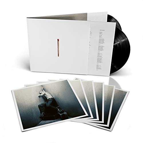 Rammstein vinyl record with white sleeve, black discs, and photo inserts.