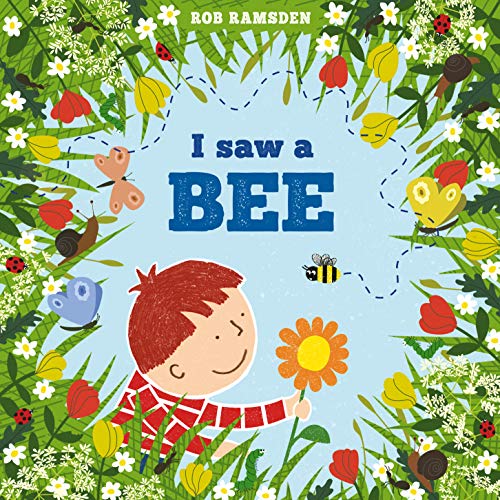 Children’s book cover with a boy, bee, flowers, and butterflies.