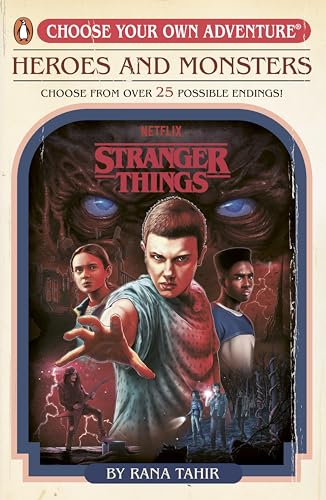 “Stranger Things” choose your own adventure book cover with characters and a monster.