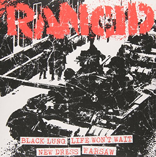 Rancid album cover: black and white crowd scene with red text.