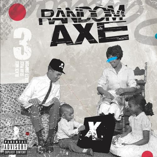 Album cover for Random Axe featuring figures in black and white.