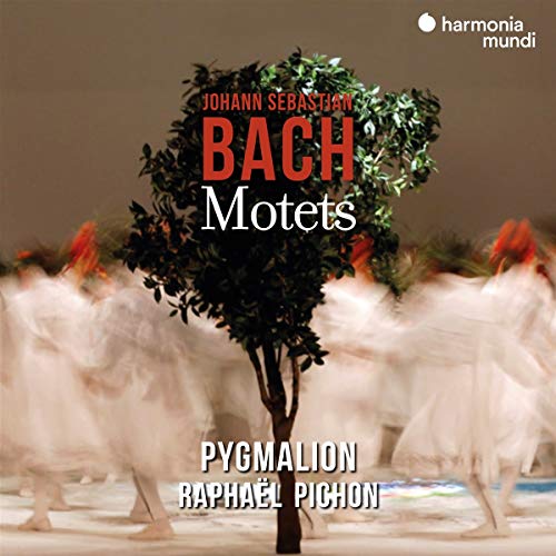 CD cover: performers blurred behind a tree, text “Bach Motets Pygmalion.”