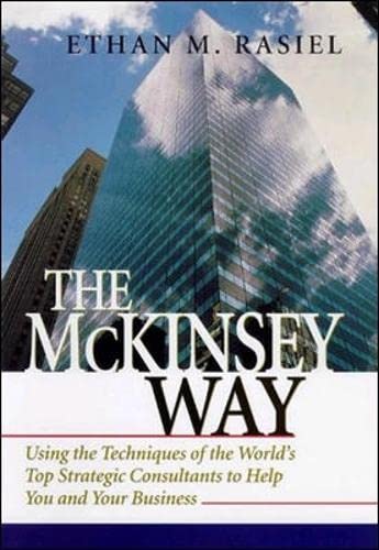 Book cover for The McKinsey Way showing a skyscraper reflecting a cloudy blue sky.