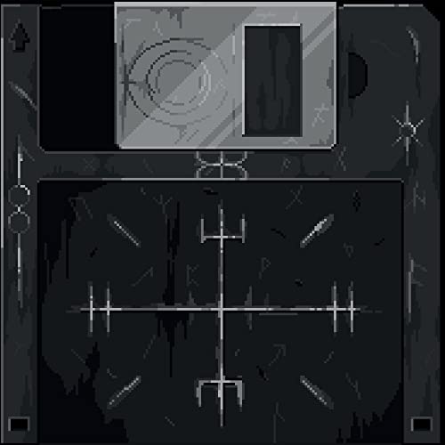 CD case with grayscale abstract design of crosses and lines.
