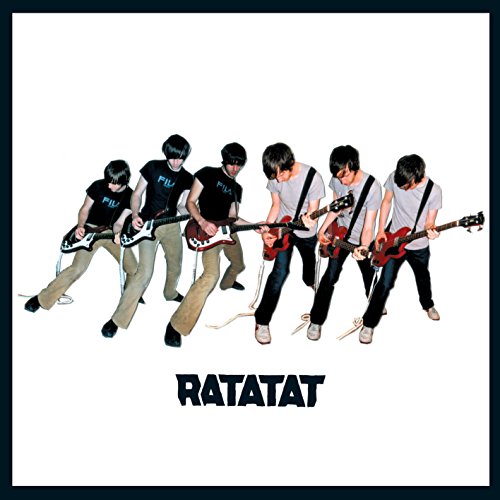 Ratatat album cover featuring six figures playing red electric guitars.