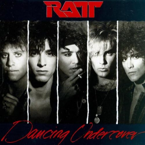 Album cover featuring five black and white portraits of the band Ratt members.