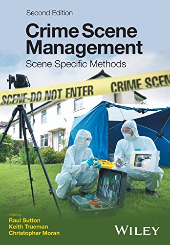 Book cover: āCrime Scene Managementā shows investigators at a taped-off scene.