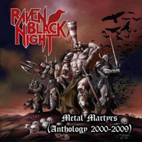 CD cover for Raven Black Night’s “Metal Martyrs” with armored figures.