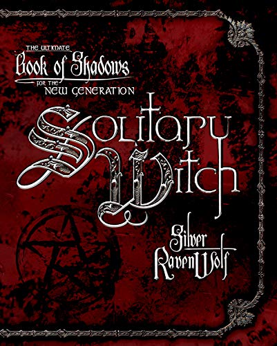 Red book cover with ornate silver lettering reading "Solitary Witch.