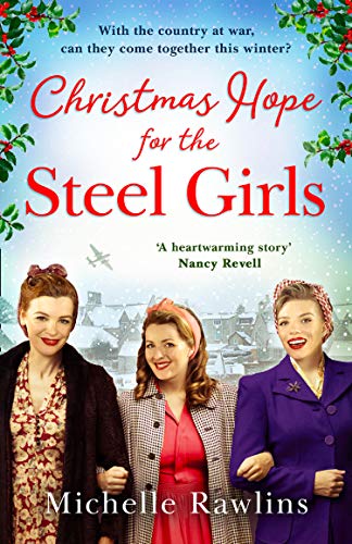 Book cover featuring three women in 1940s attire with a winter scene.
