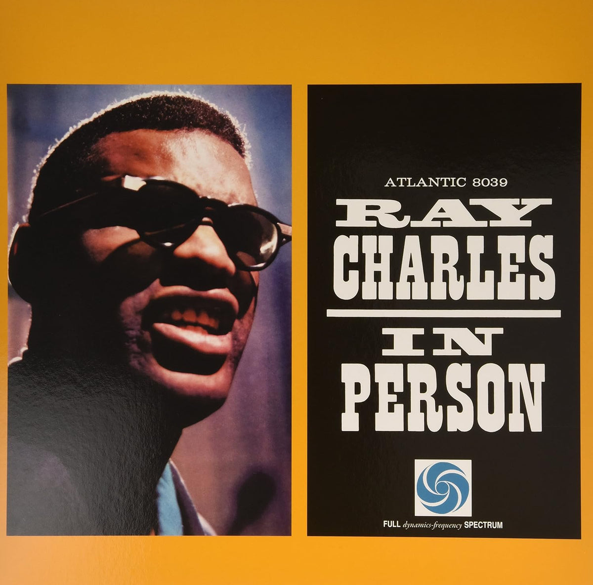 Ray Charles album cover, "In Person," featuring a portrait and text.