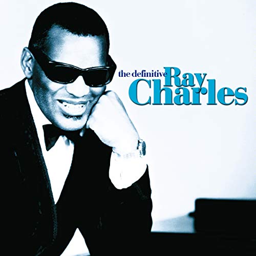 Ray Charles in sunglasses smiles, album cover for "The Definitive Ray Charles.