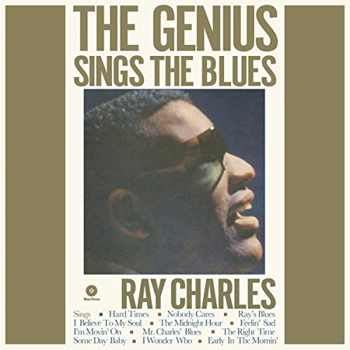 Ray Charles album cover, "The Genius Sings The Blues," with portrait.