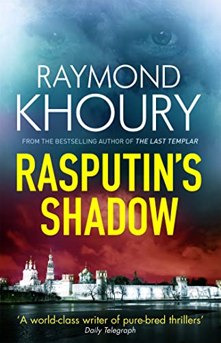 Book cover: "Rasputin's Shadow" with an eye and Kremlin silhouette.