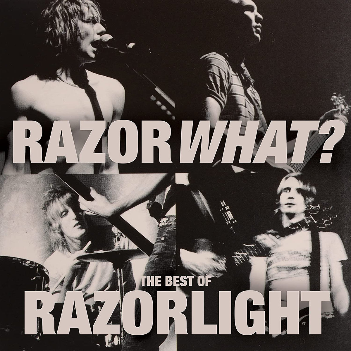 Black and white CD cover featuring four young men playing instruments.