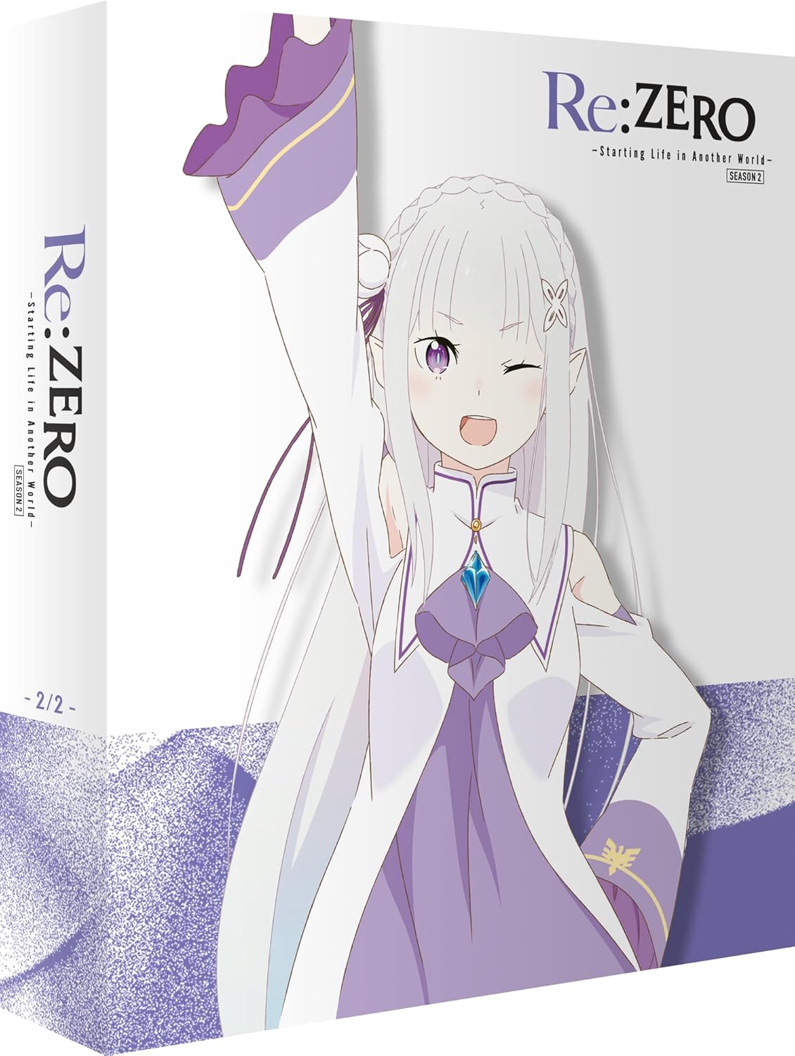 Blu-ray case for Re:ZERO Season 2 Part 2 featuring Emilia artwork.