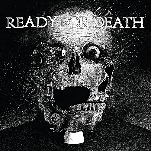 Black and white album cover featuring a mechanical skull with a collar.