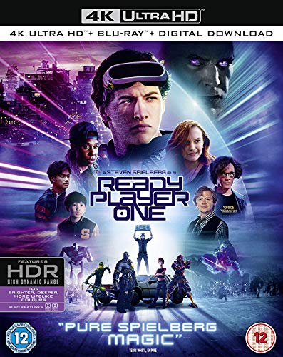 Ready Player One Blu-ray cover featuring a young man wearing a VR headset.