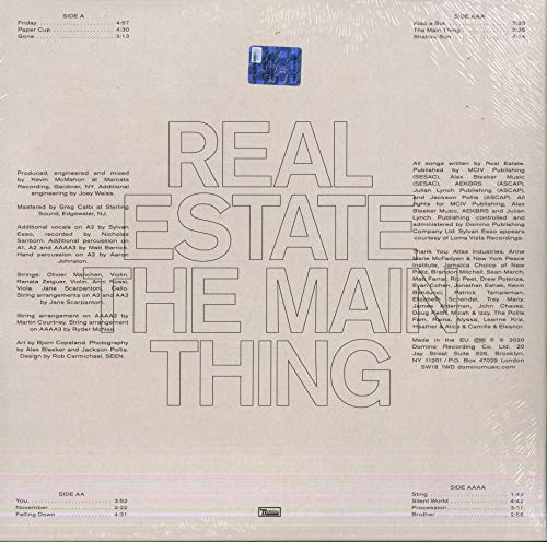 The alt text for the image is: "Vinyl album cover with abstract, layered artwork and 'Real Estate' title."
