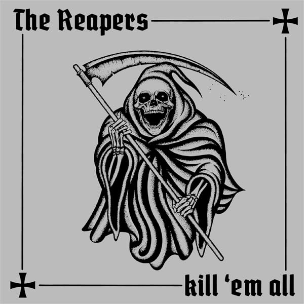 Black and white illustration of a grim reaper with a scythe.