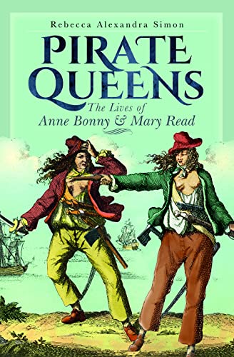 Book cover showing two female pirates with weapons against a light green background.