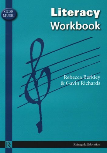 Teal GCSE Music Literacy Workbook cover featuring a treble clef and musical staff lines.