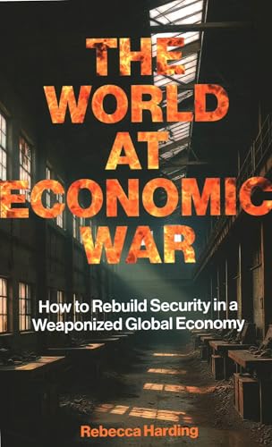 Book cover with fiery text over an image of a derelict industrial space.