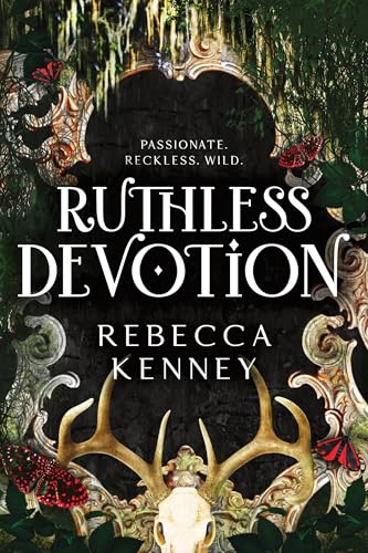 Book cover with ornate gold frame, antlers, skull, and dark foliage.