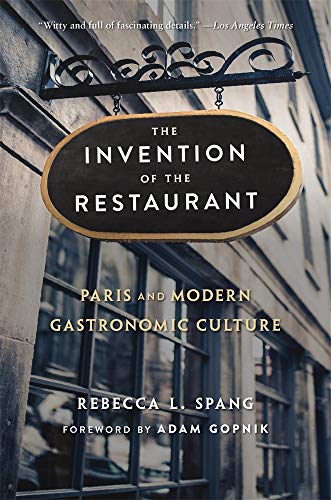 Book cover: “The Invention of the Restaurant” with a hanging sign image.