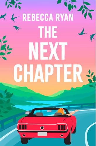 Book cover with red car driving toward a colorful landscape.