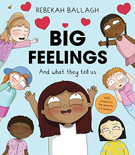 Book cover showing diverse children with various expressions surrounded by red hearts.