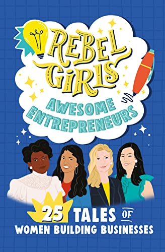 Book cover featuring "Rebel Girls" title, lightbulb, and portraits of four women.