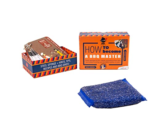 Orange and blue BBQ guide gift set with steel sponge included.